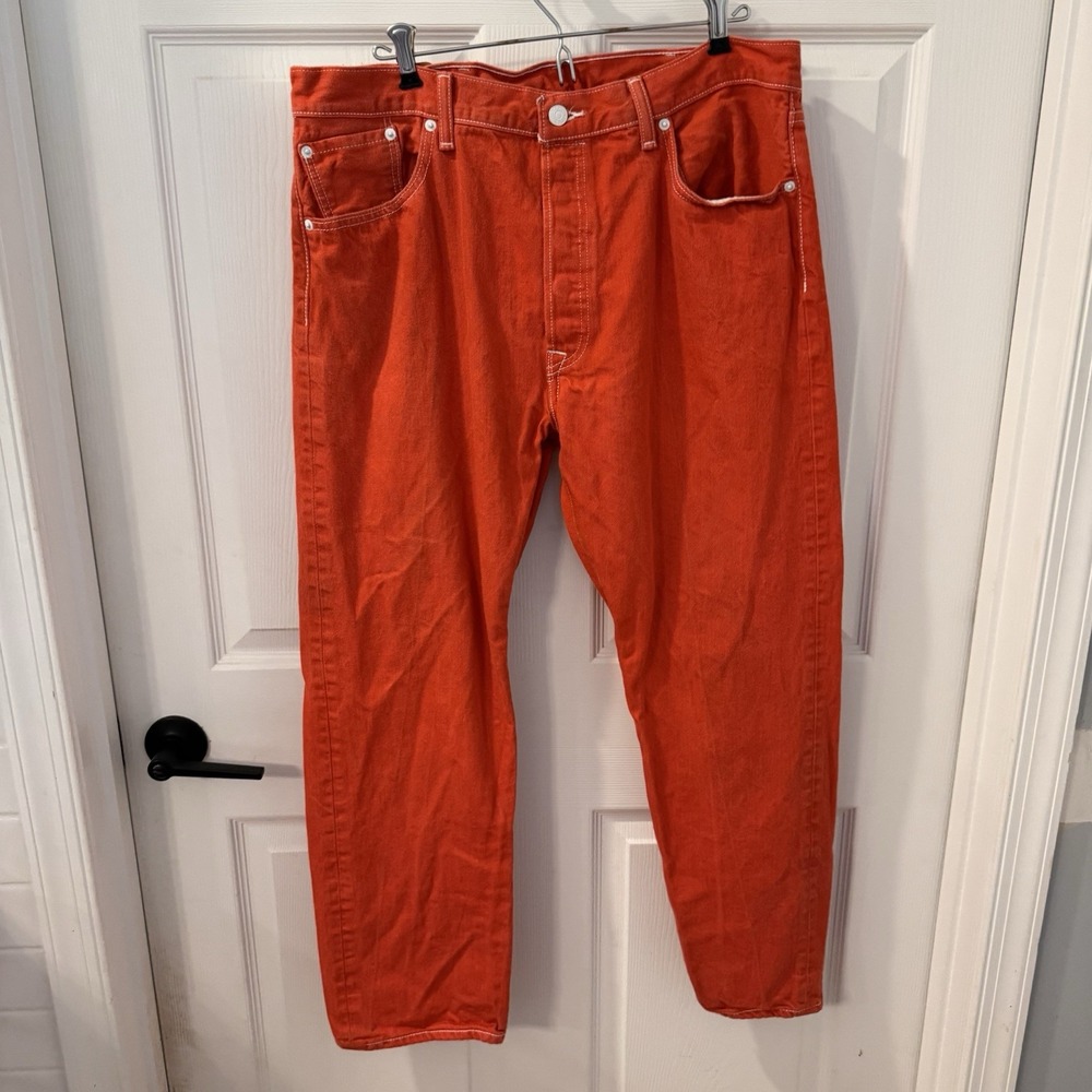 Levi's 501XX Men Jeans 38x 30 Red Denim Straight Button Fly Cotton Logo Vintage - Picture 1 of 10